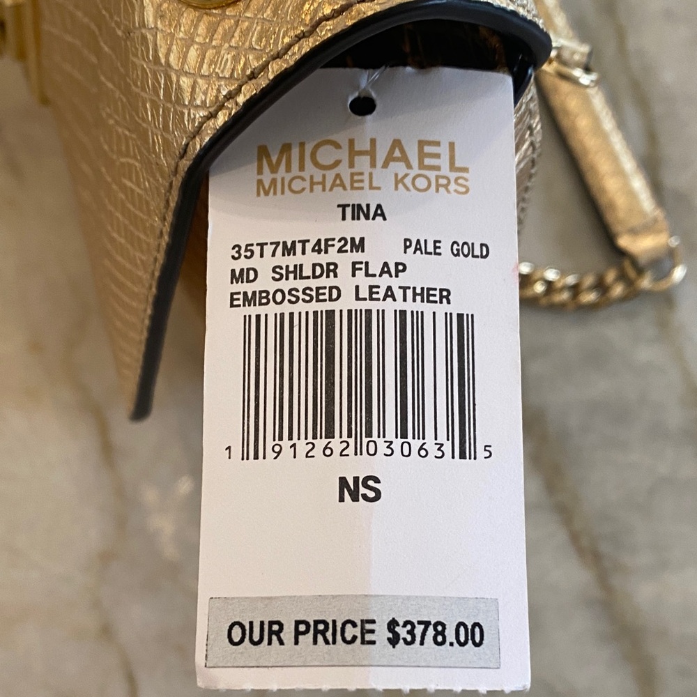 Michael Kors Gold Python-Embossed Leather Shoulde… - image 2